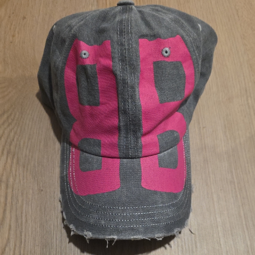 Gray and Pink Distressed Cap